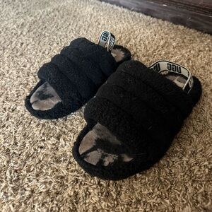 UGG Black Fluff Yeah Slide Slippers
